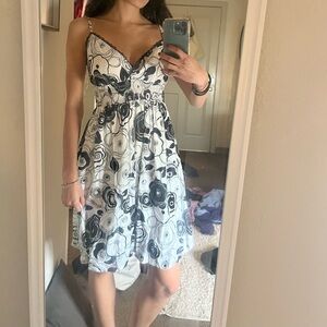 Floral Black and White Dress